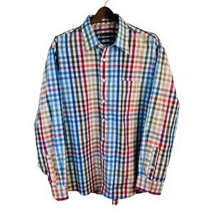 ANTONIO BACCI Mens Checkered Multicolor Shirt Size 6 / XL Long Sleeve Casual